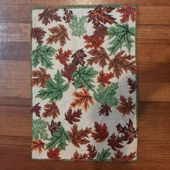 Set of 2 Fall Leaf Glittery Placemats Colorful Rectangle Tapestry - Picture 3 of 7